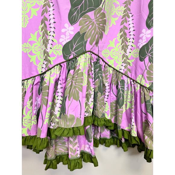 T&L MUUMUU FACTORY Purple Tropical Ruffle MuuMuu Dress Size L 11/12 - Picture 12 of 16